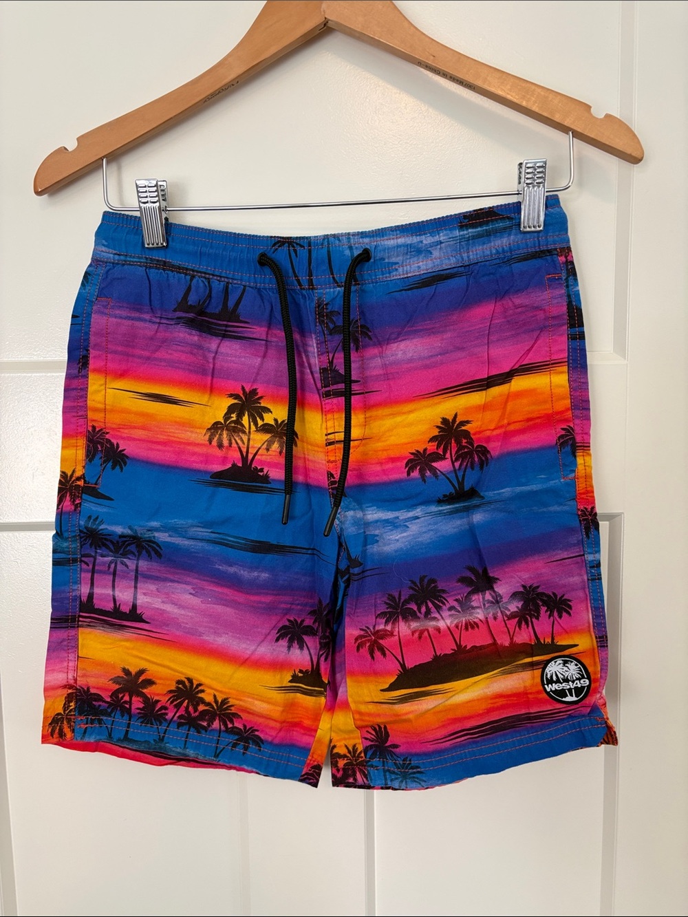 Boy’s Sunset Palm Multicolor Swim Trunks
